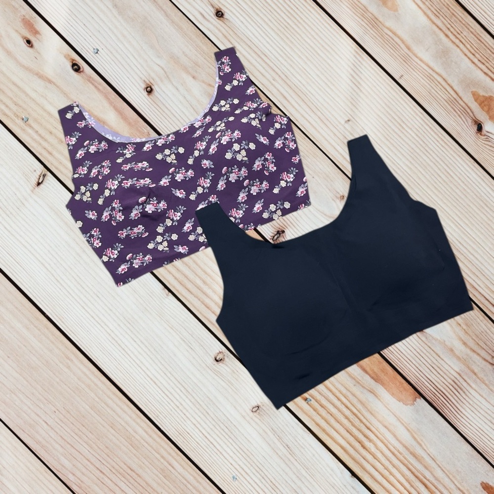 Rhonda Shear XL black & floral bralettes (2)